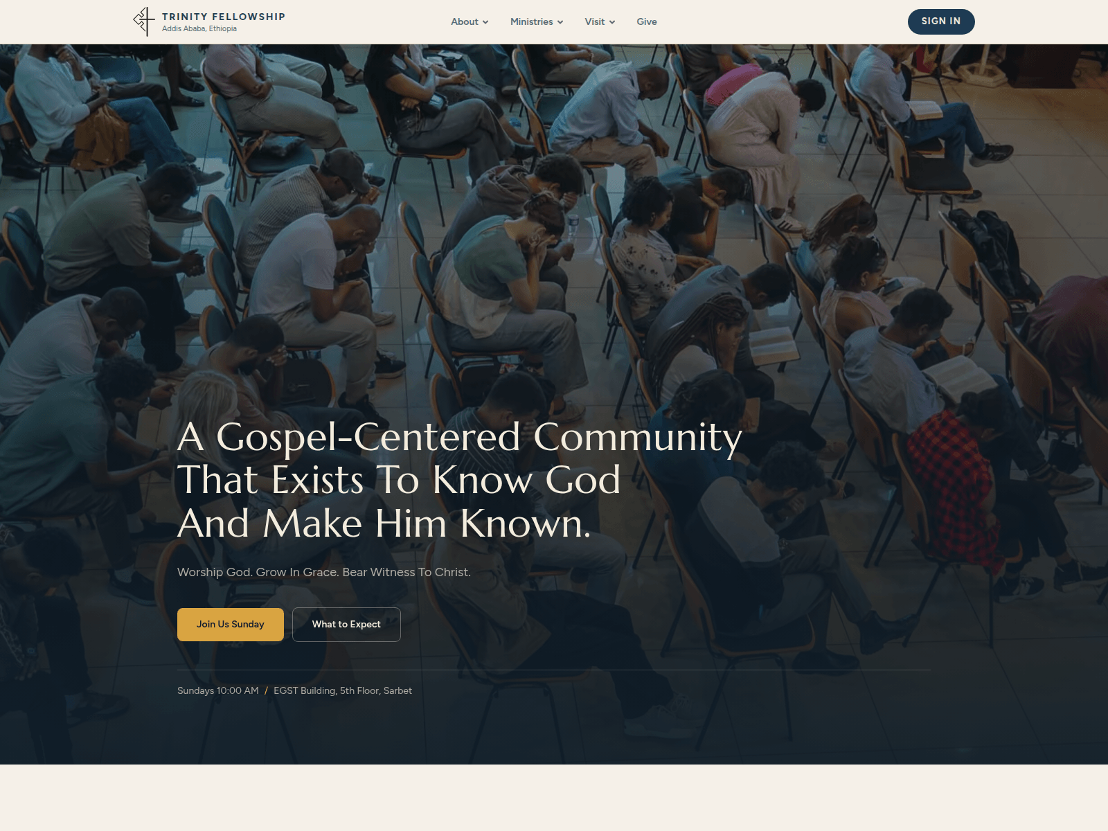 Screenshot of trinityfellowshipaddis.org
