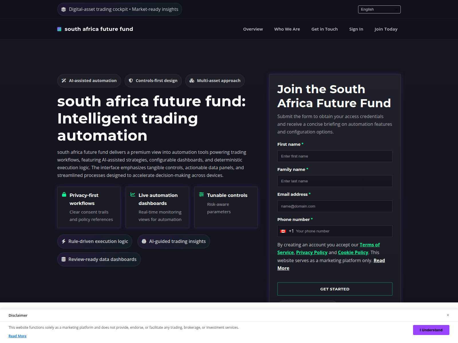 Screenshot of southafricafuturefund.digital