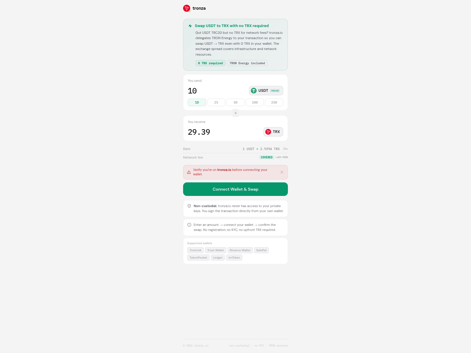 Screenshot of tronza.io