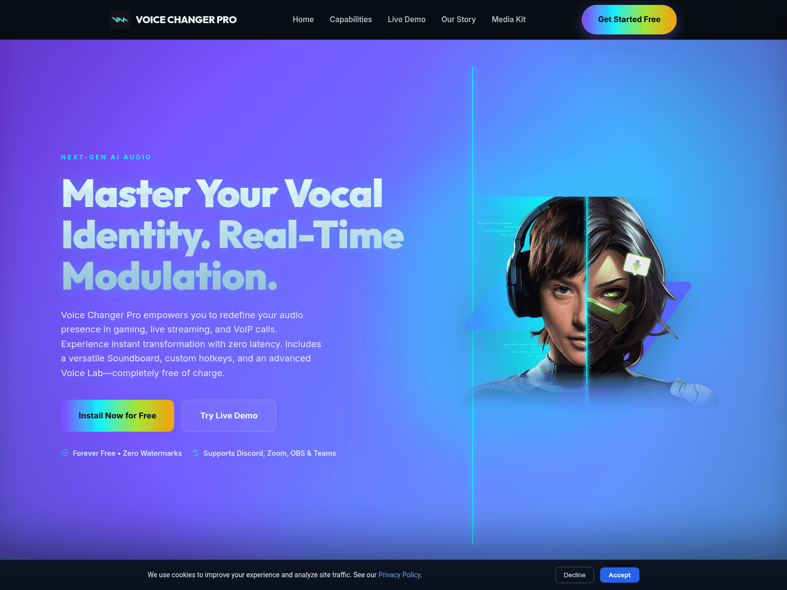 Screenshot of voice-changer.co