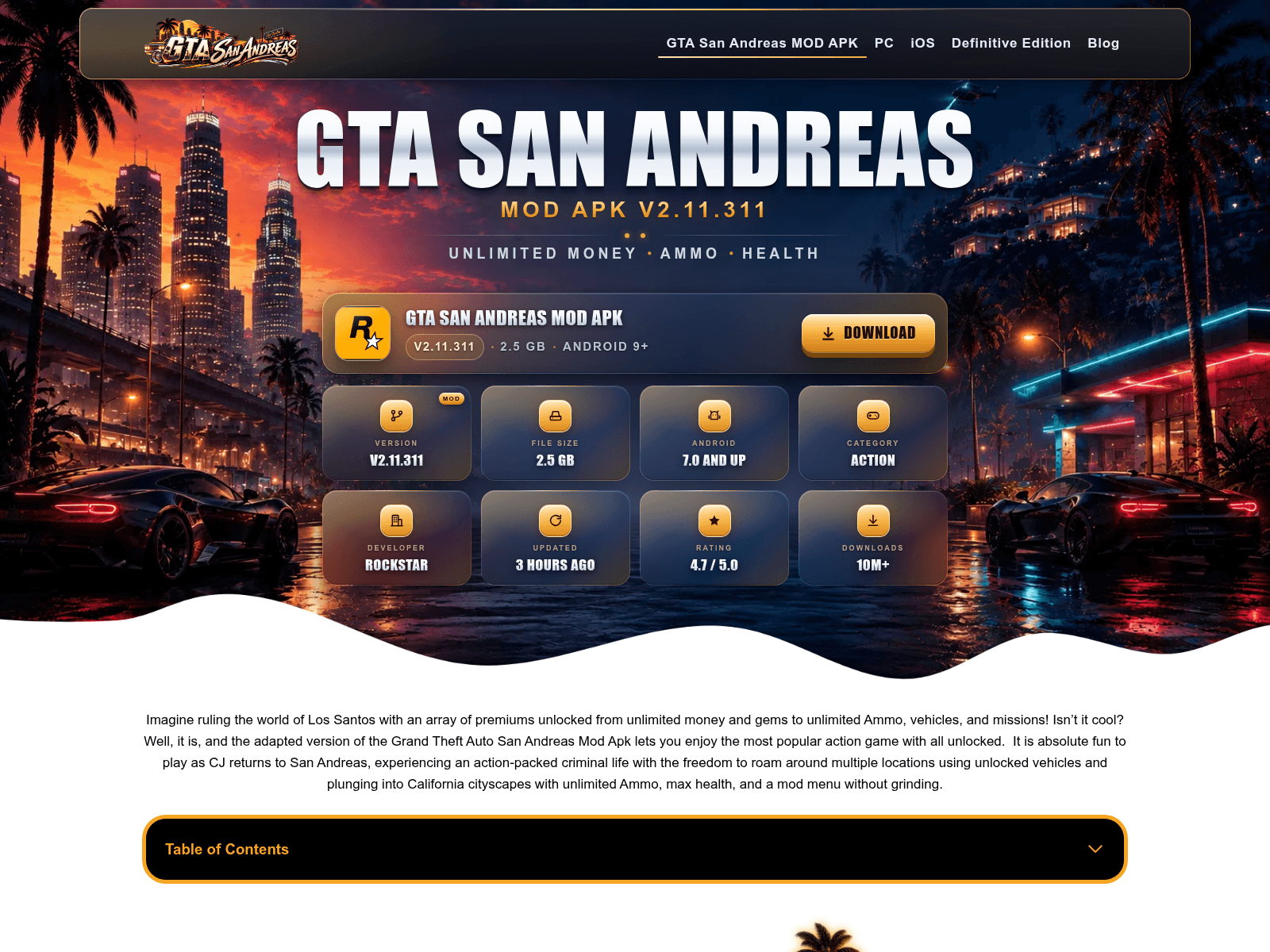 Screenshot of gtasanandresmodapk.com