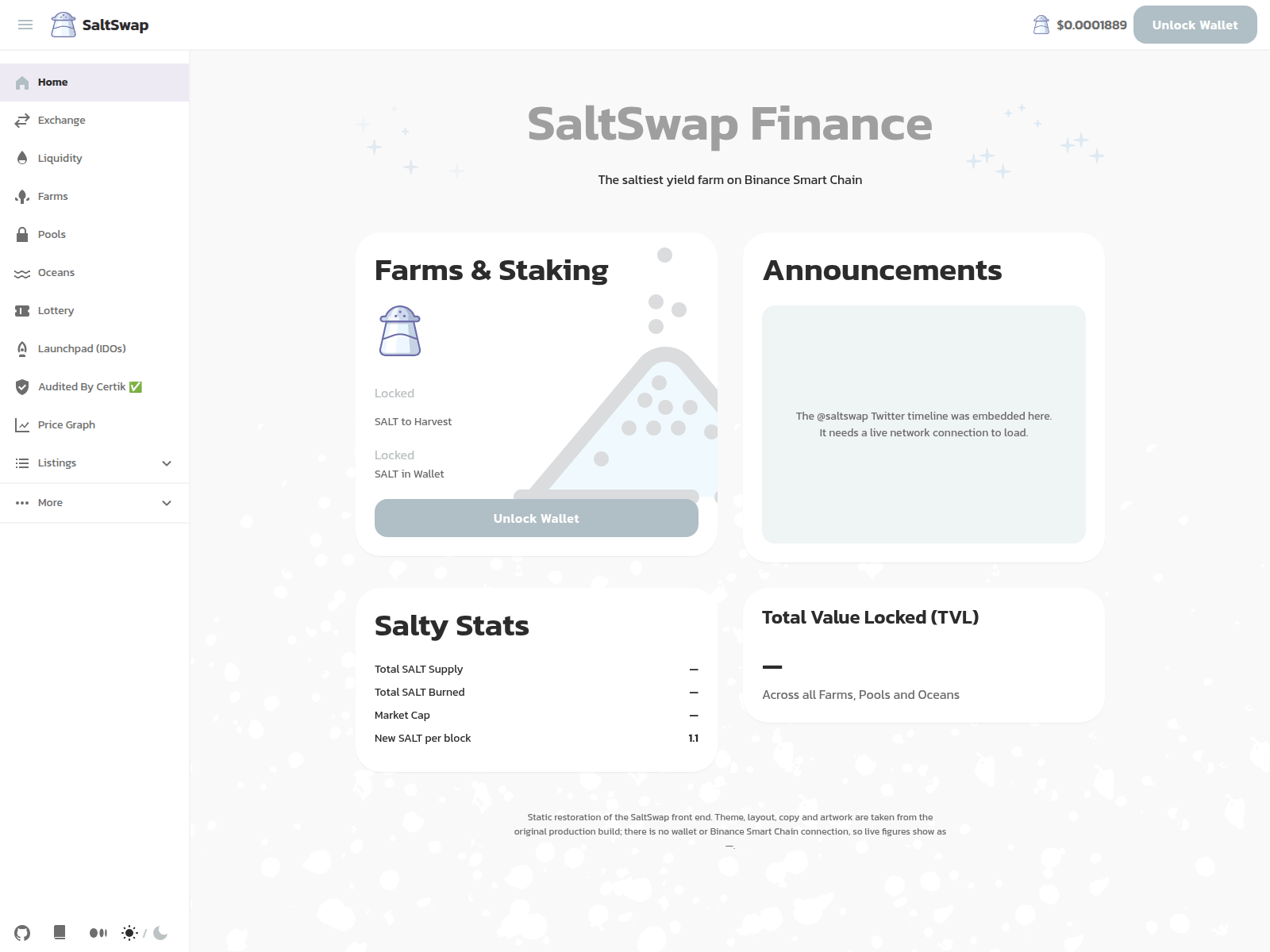 Screenshot of saltswap.finance