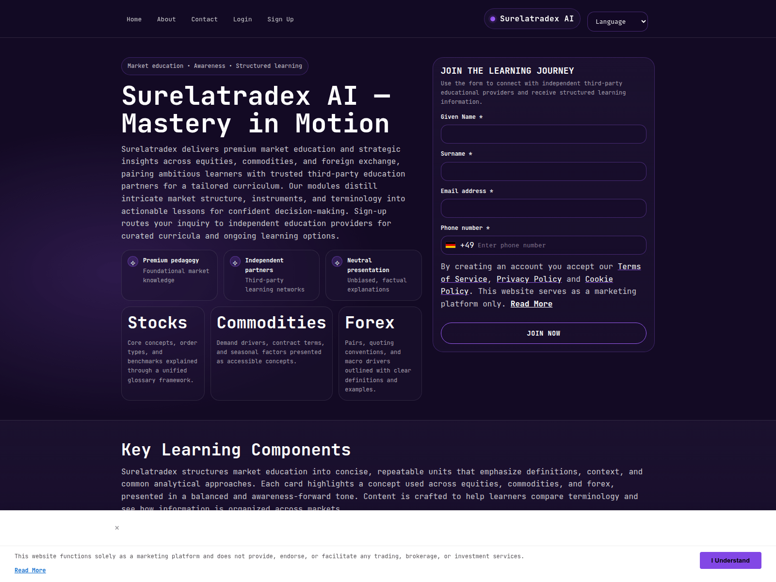 Screenshot of surelatradex-app.com