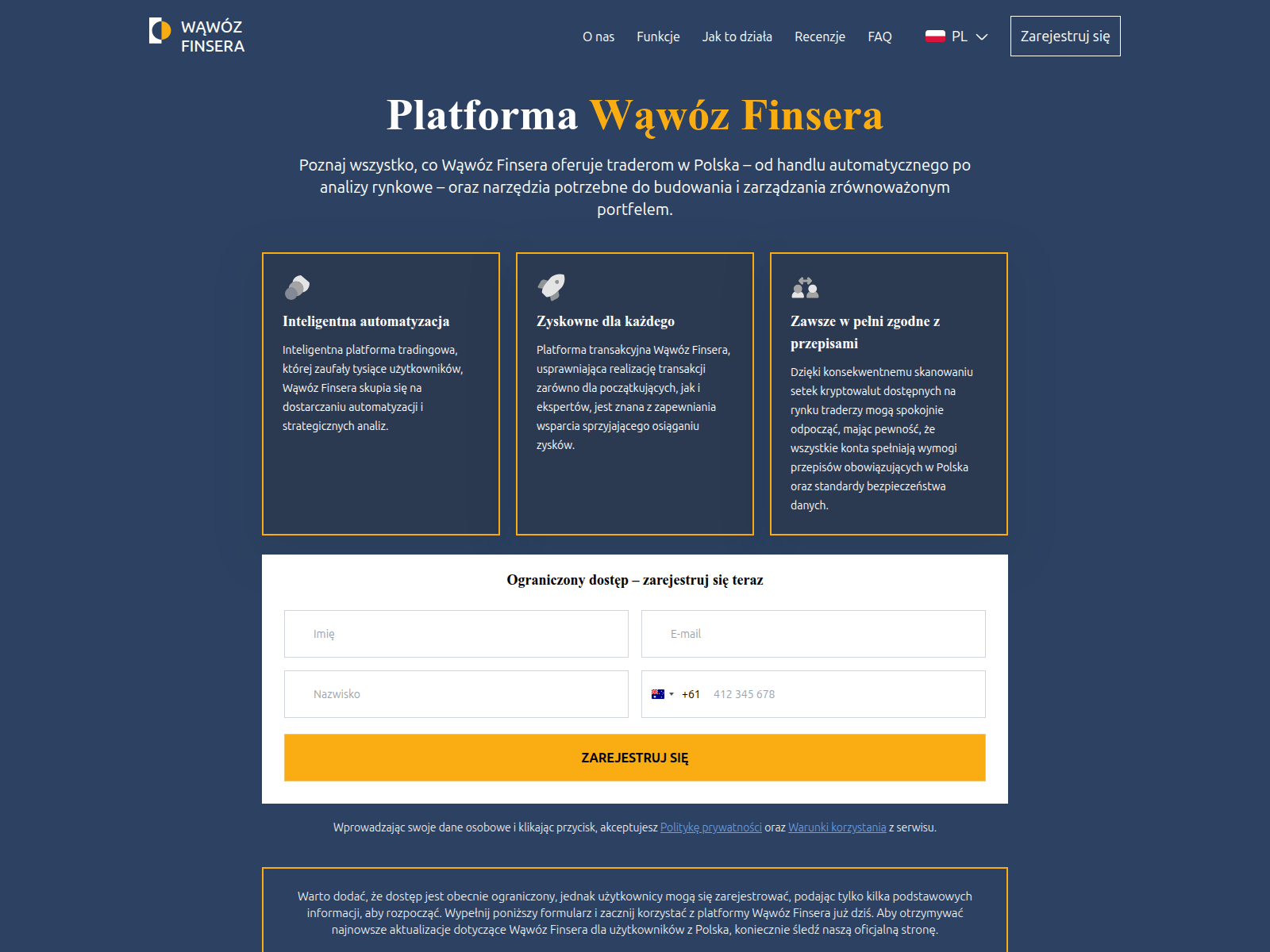 Screenshot of wawoz-finsera.com