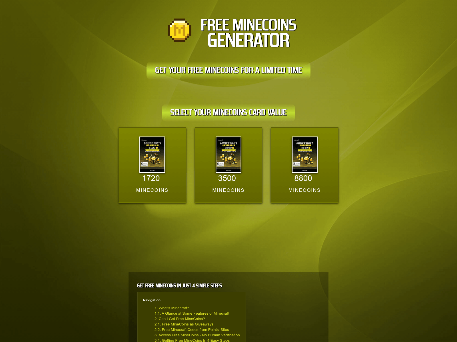 Screenshot of freeminecoins.net