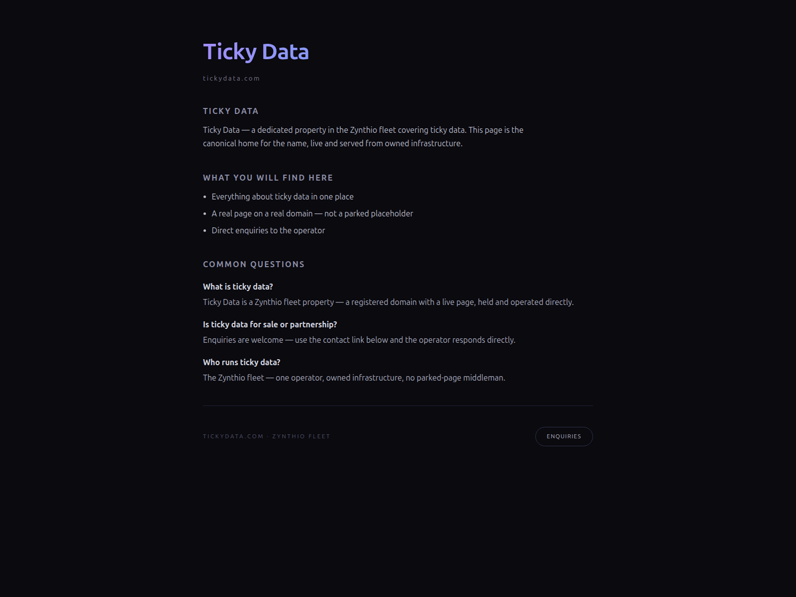 Screenshot of tickydata.com