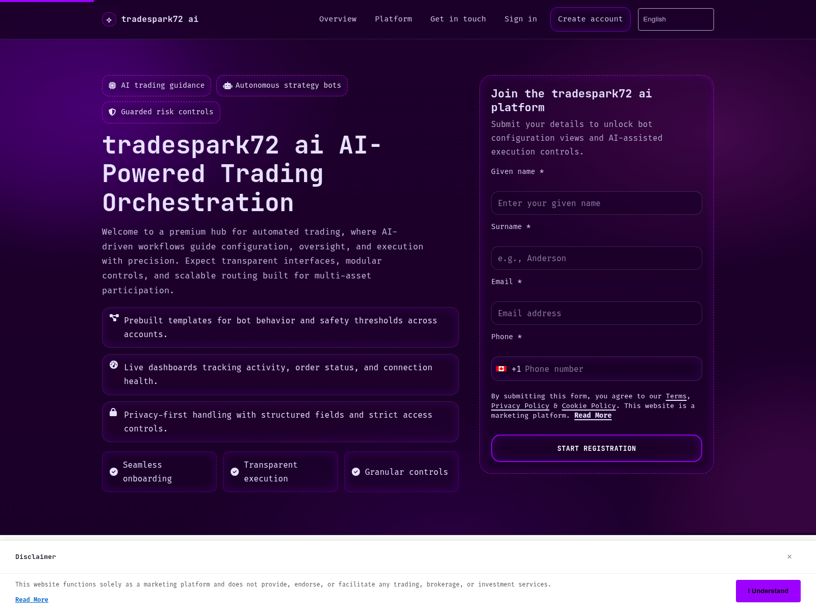 Screenshot of tradespark72-ai-system.com