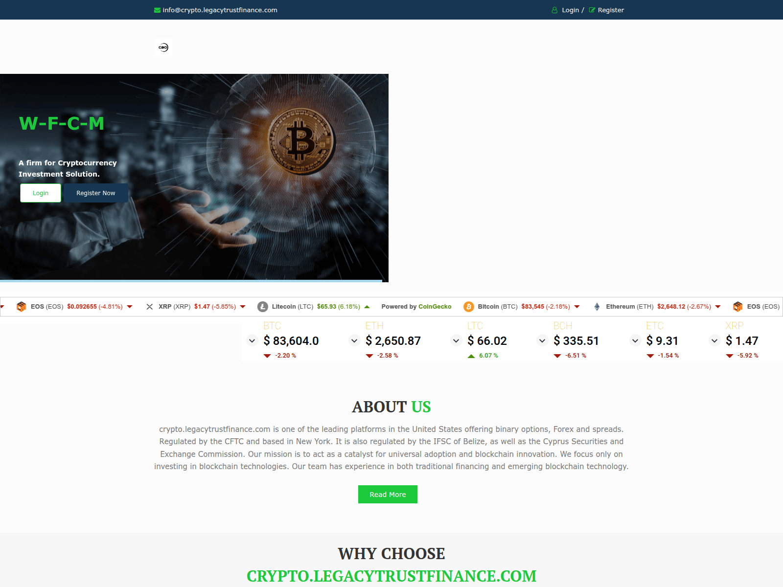 Screenshot of crypto.legacytrustfinance.com