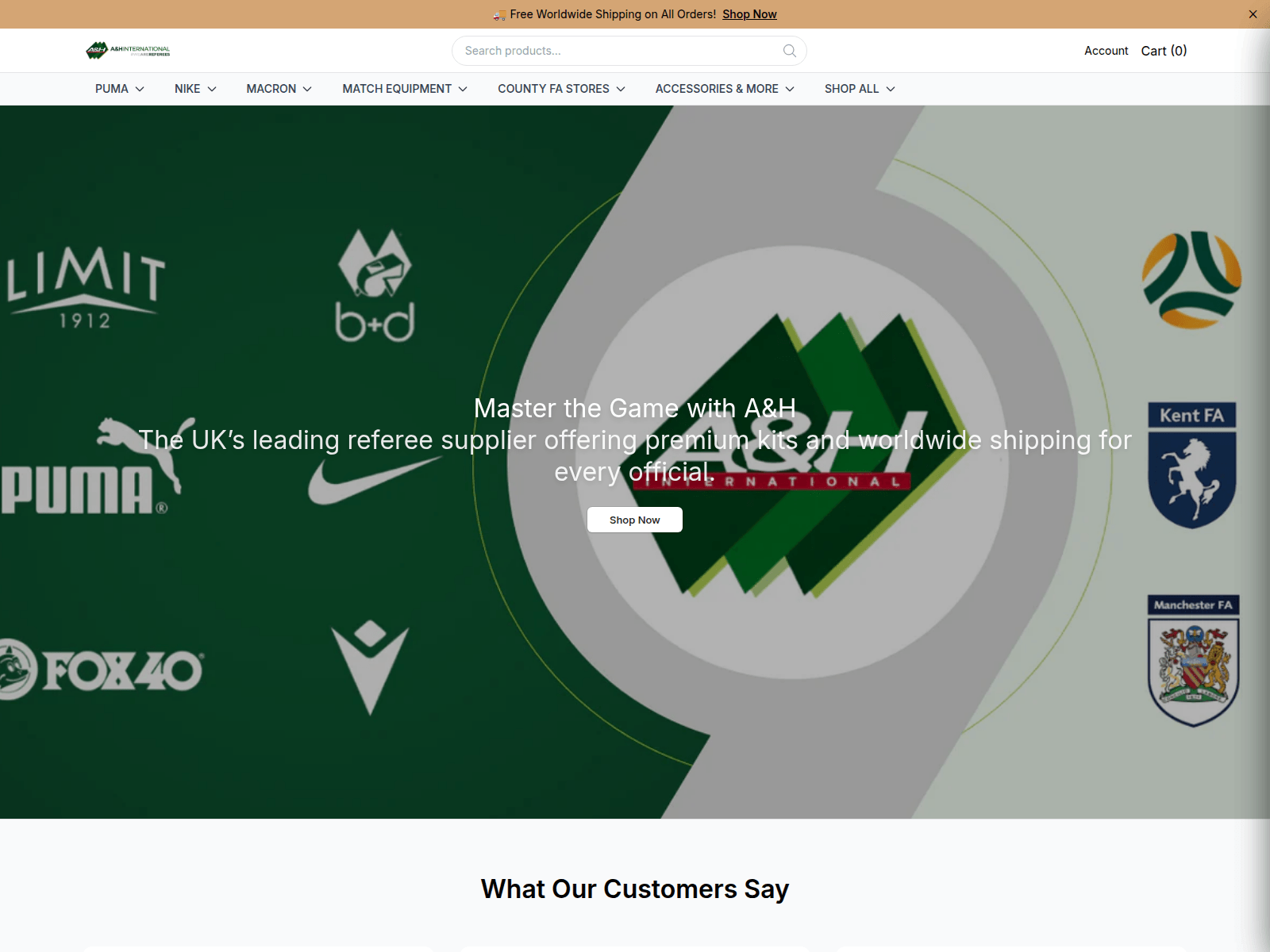 Screenshot of ahinternationalsports.shop