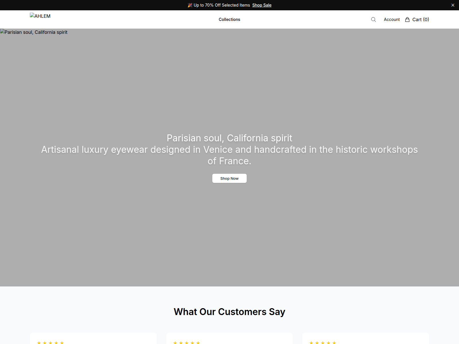 Screenshot of ahlemeyewearboutique.shop