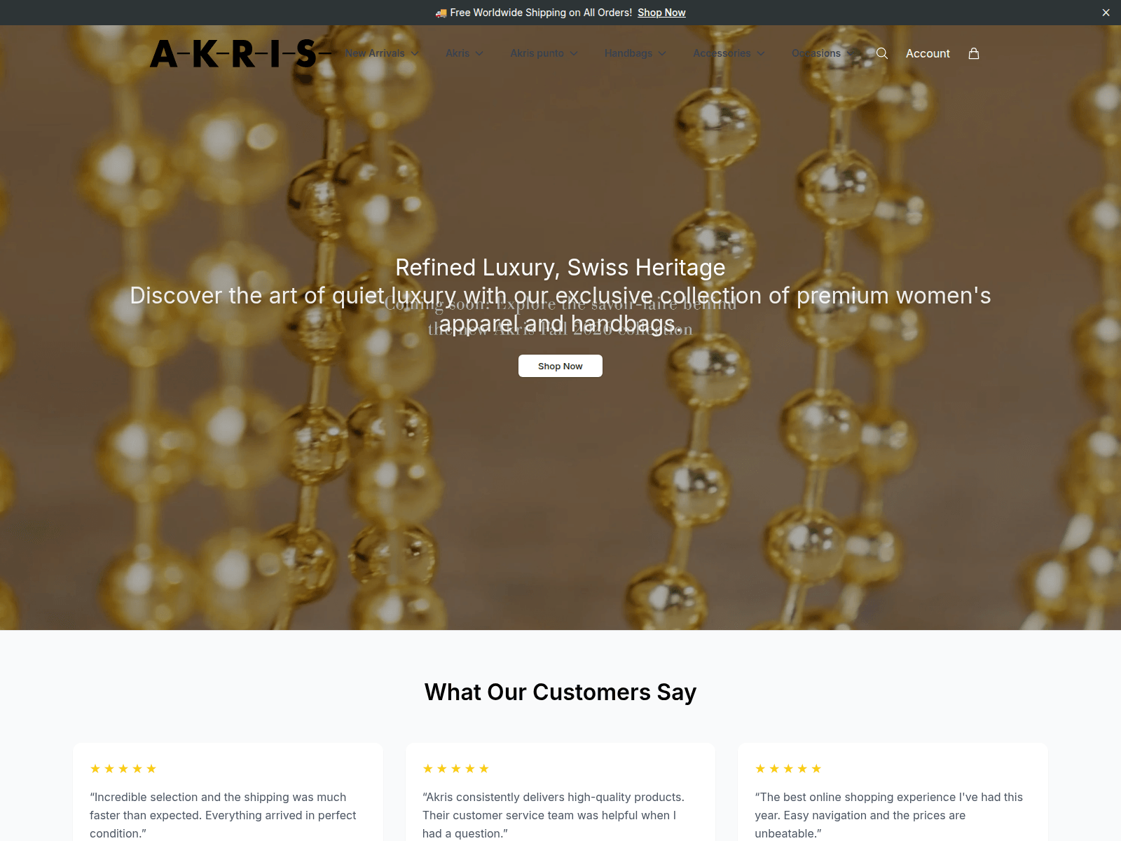 Screenshot of akrisluxury.shop