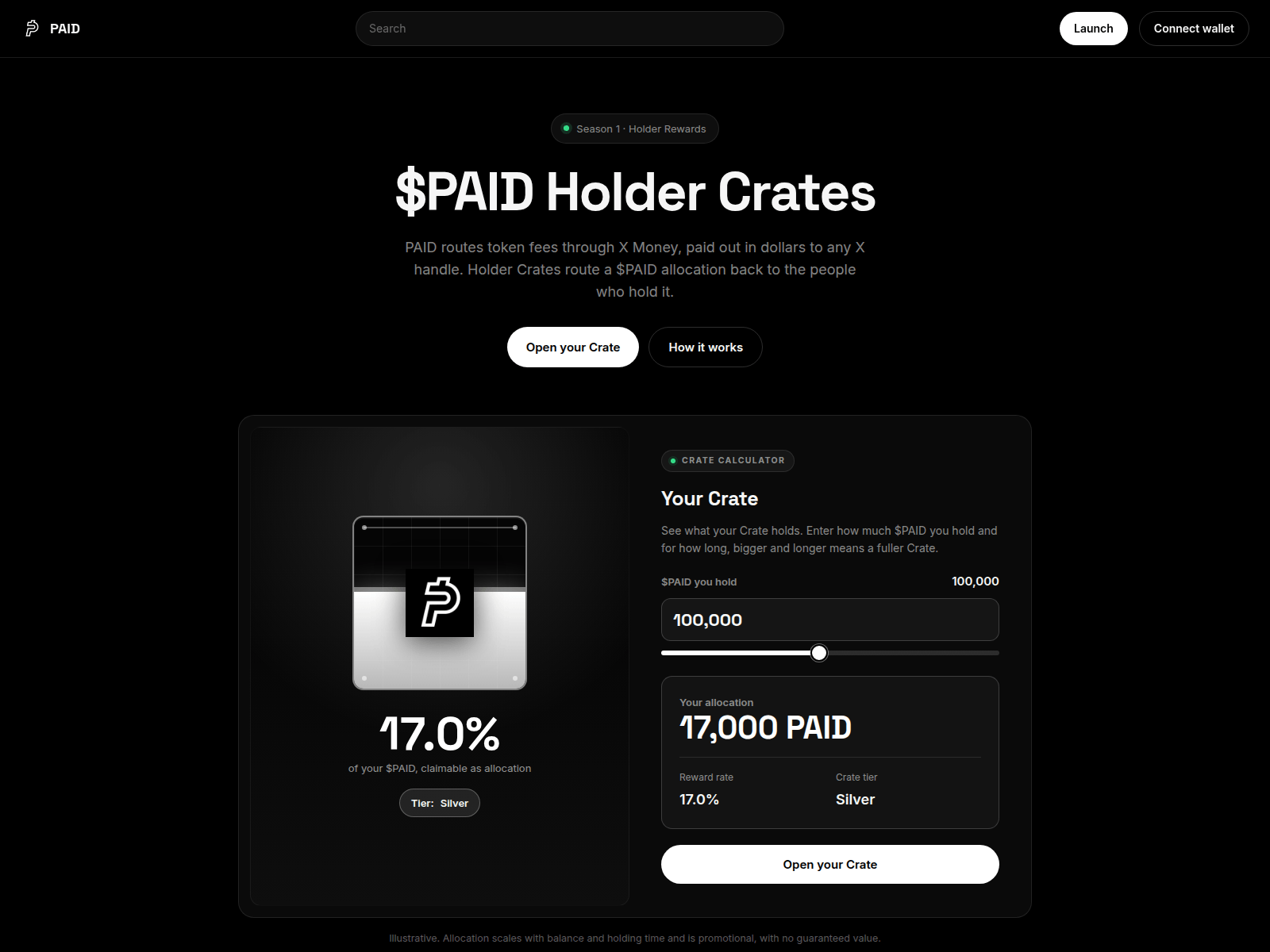 Screenshot of usepaidtoken-allocation.xyz