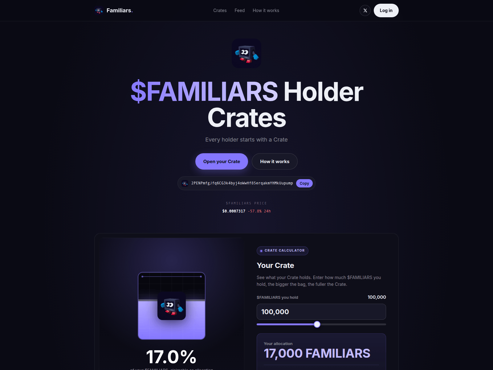 Знімок екрана crates-familiars.world