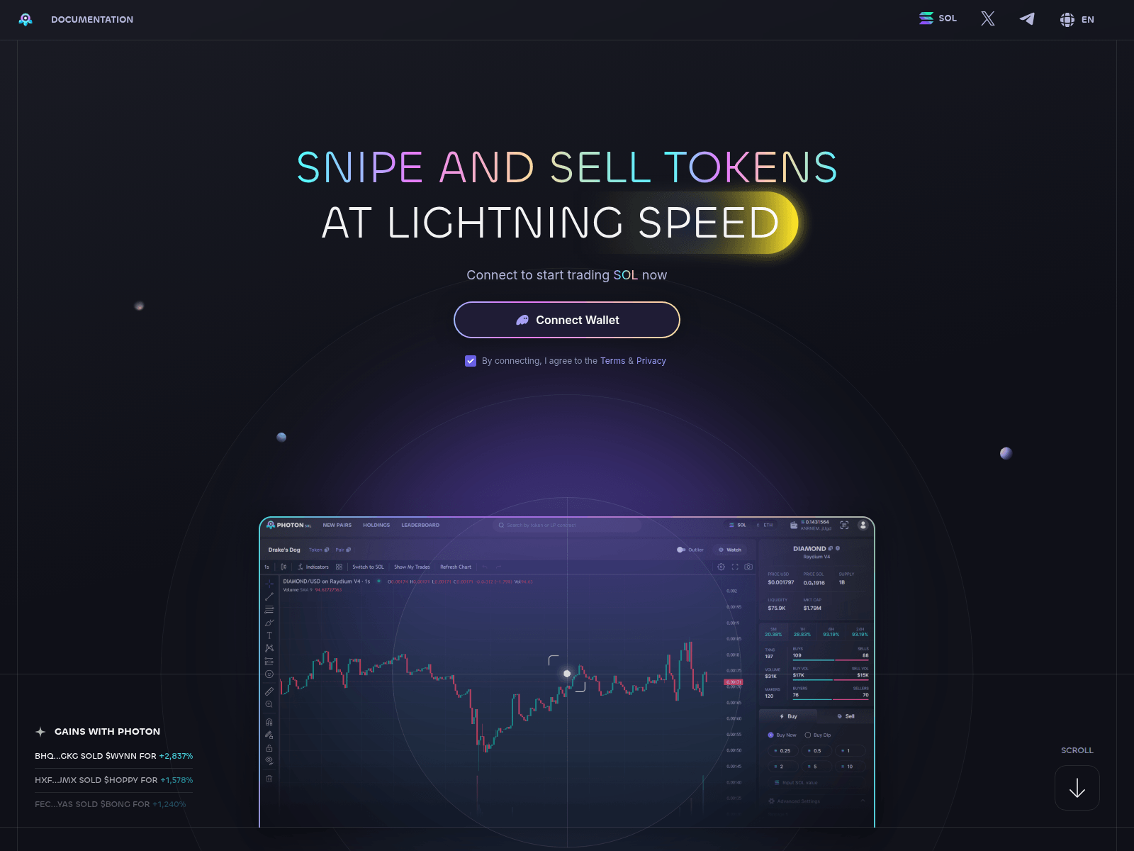 Screenshot of photonsol.live