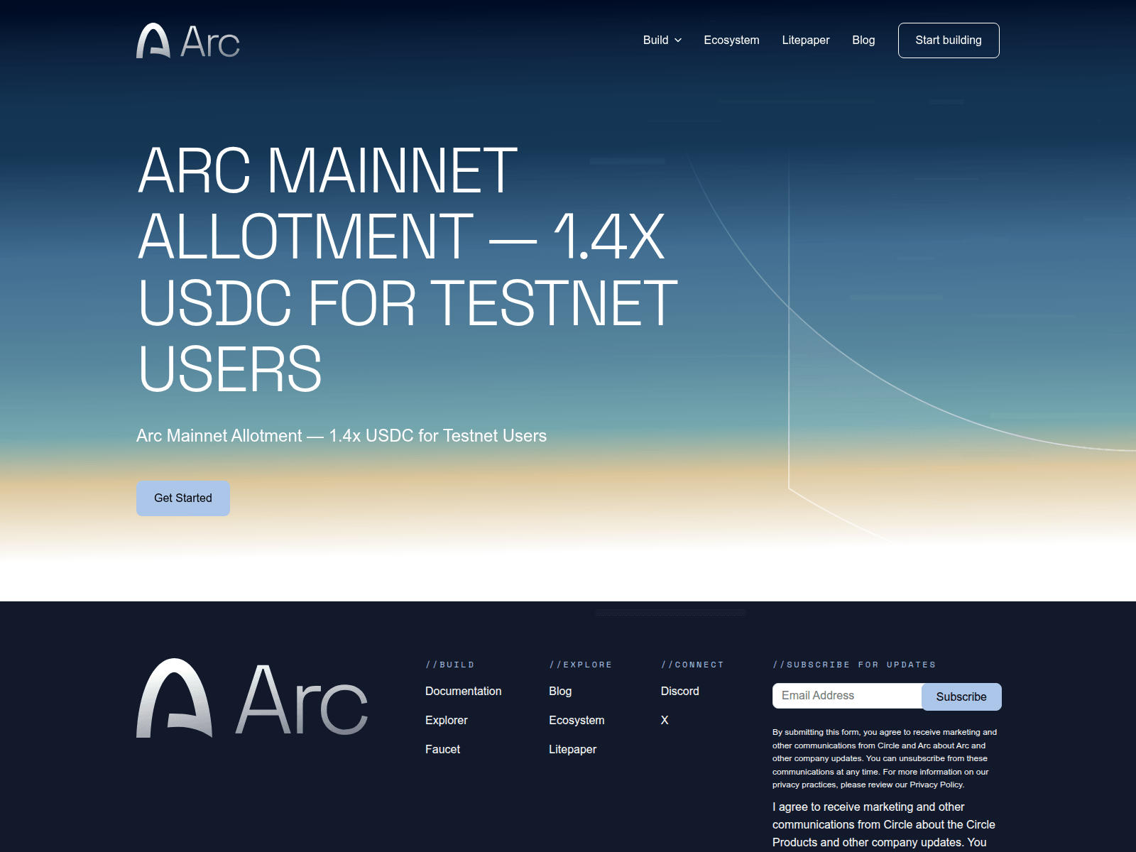 Screenshot of arc-testnet.com