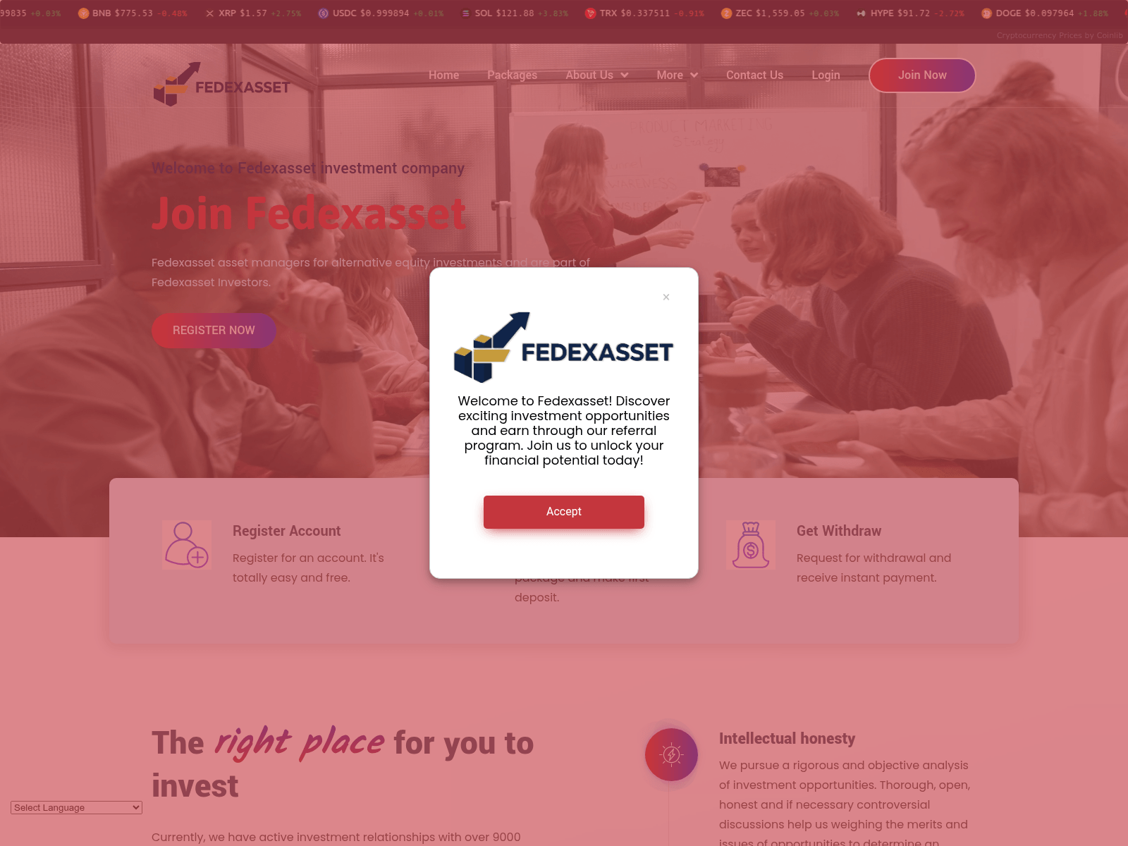 Screenshot of fedexasset.pro