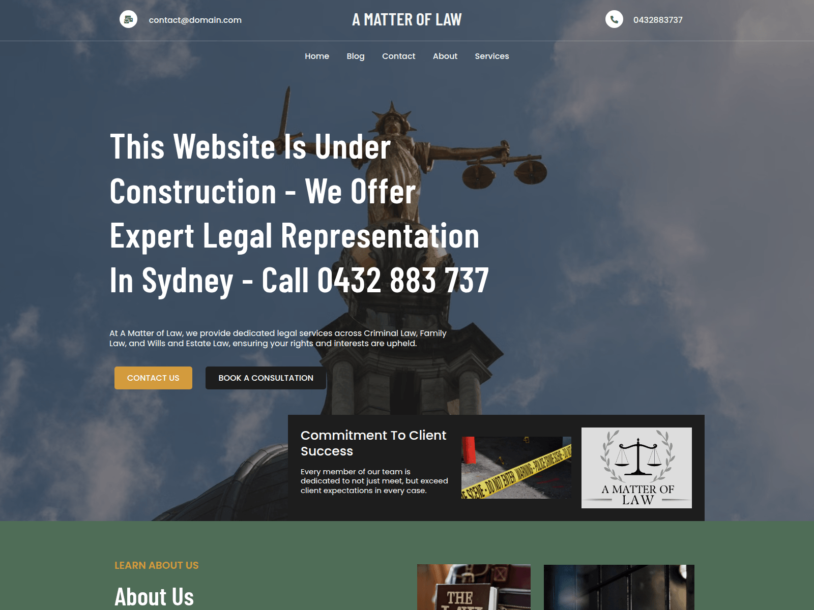 Screenshot of amatteroflaw.com.au