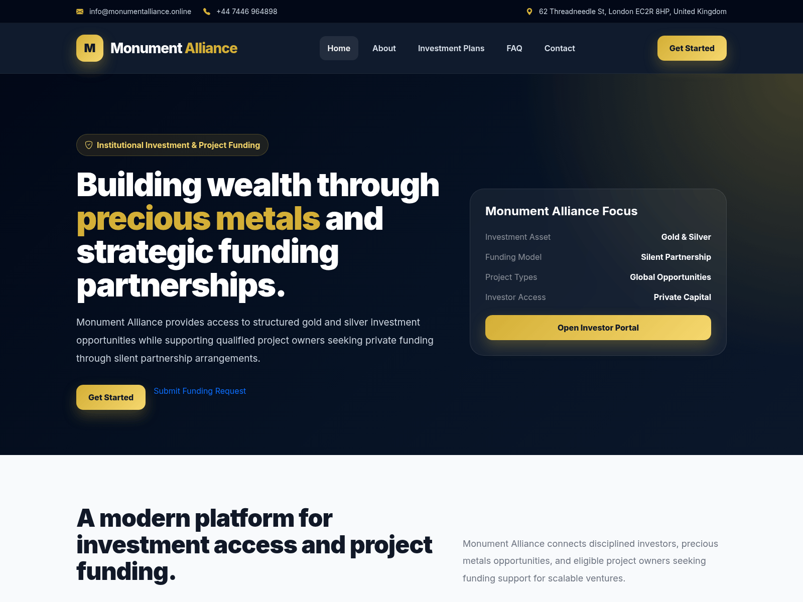 Screenshot of monumentalliance.online