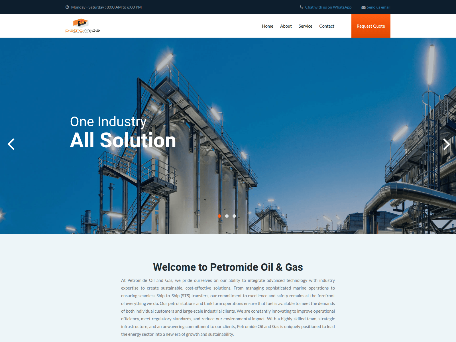 Screenshot of petromideoilandgas.com.ng