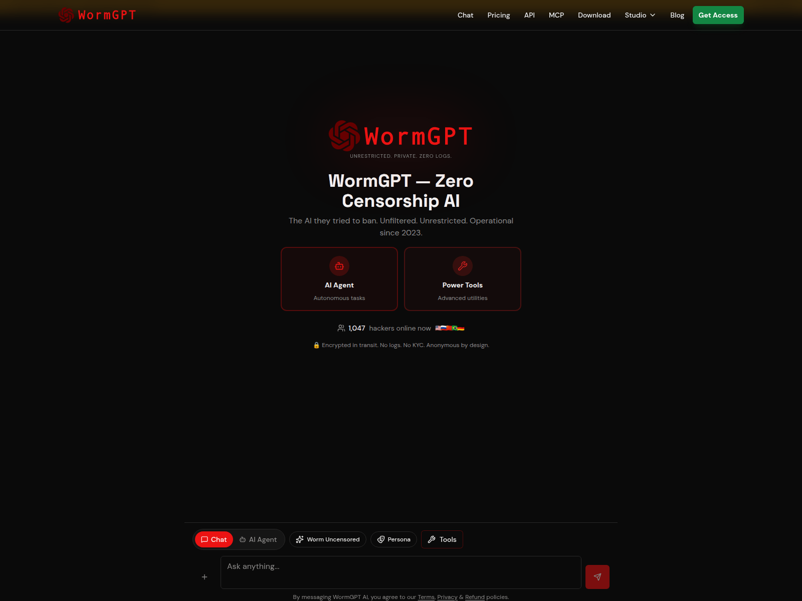 Screenshot of wormgpt.ai
