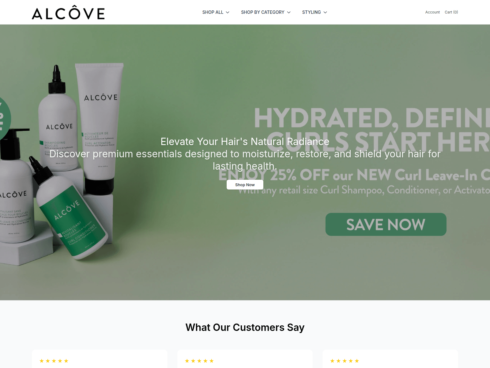 Screenshot of alcovehairco.shop