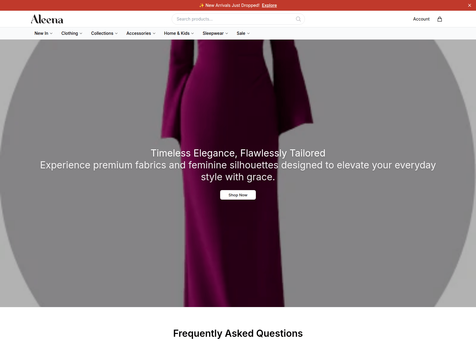 Screenshot of aleenahq.shop