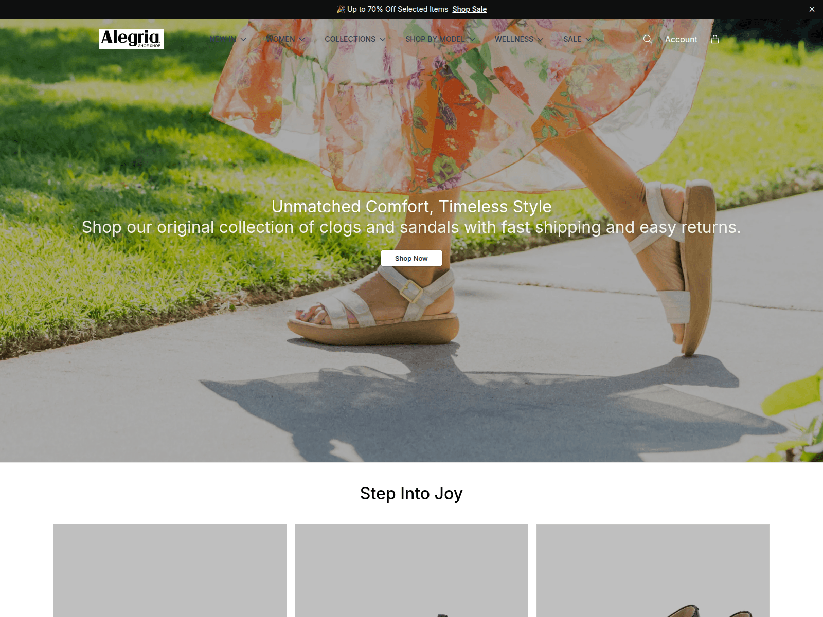 Screenshot of alegriashoeshoponline.shop