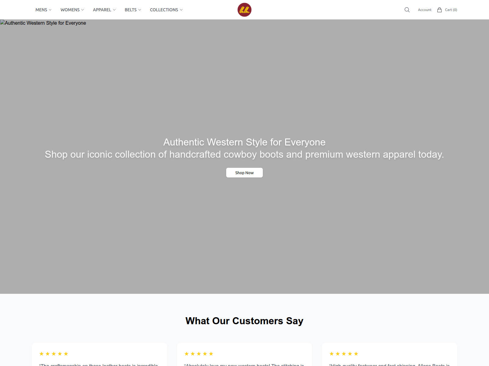 Screenshot of allensbootsstore.shop