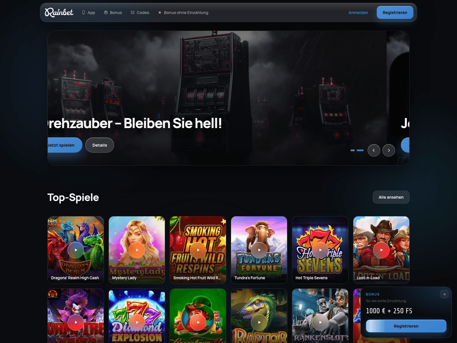 Screenshot von rainbet-de.com