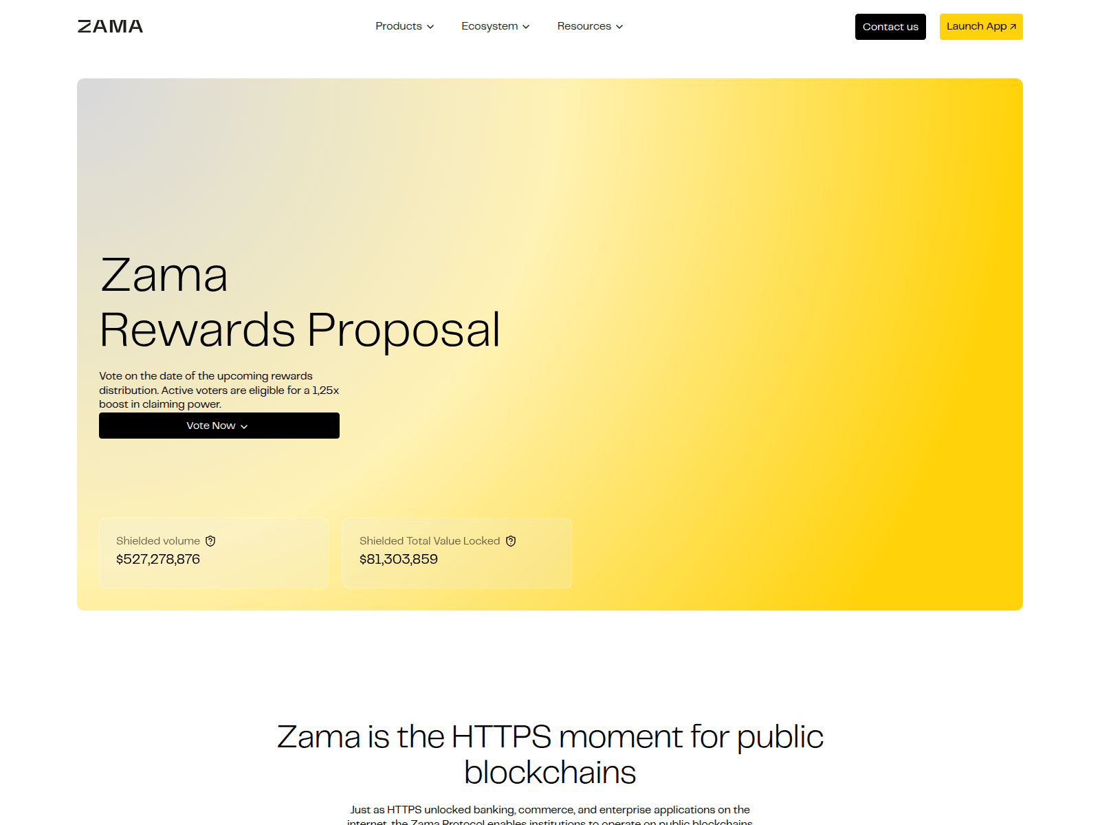 Screenshot of proposals-zama.space