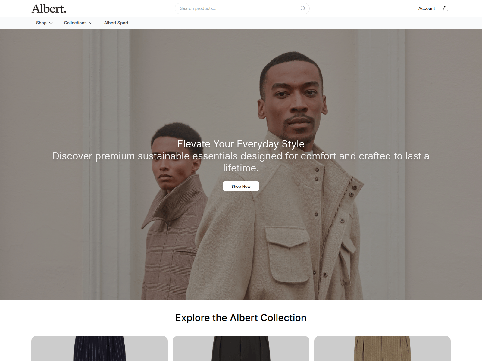 Screenshot of albertclothingstyle.shop