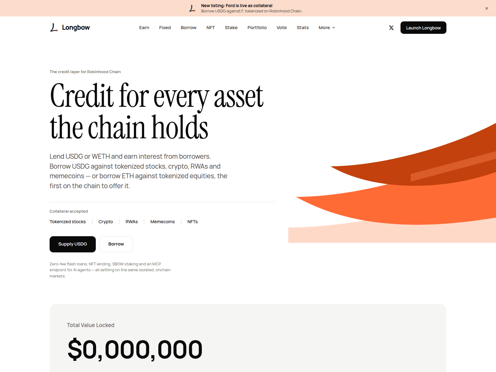 Screenshot of longbow.cash