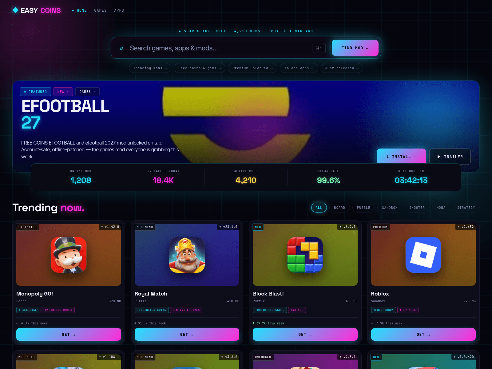 Screenshot of easycoins.fun