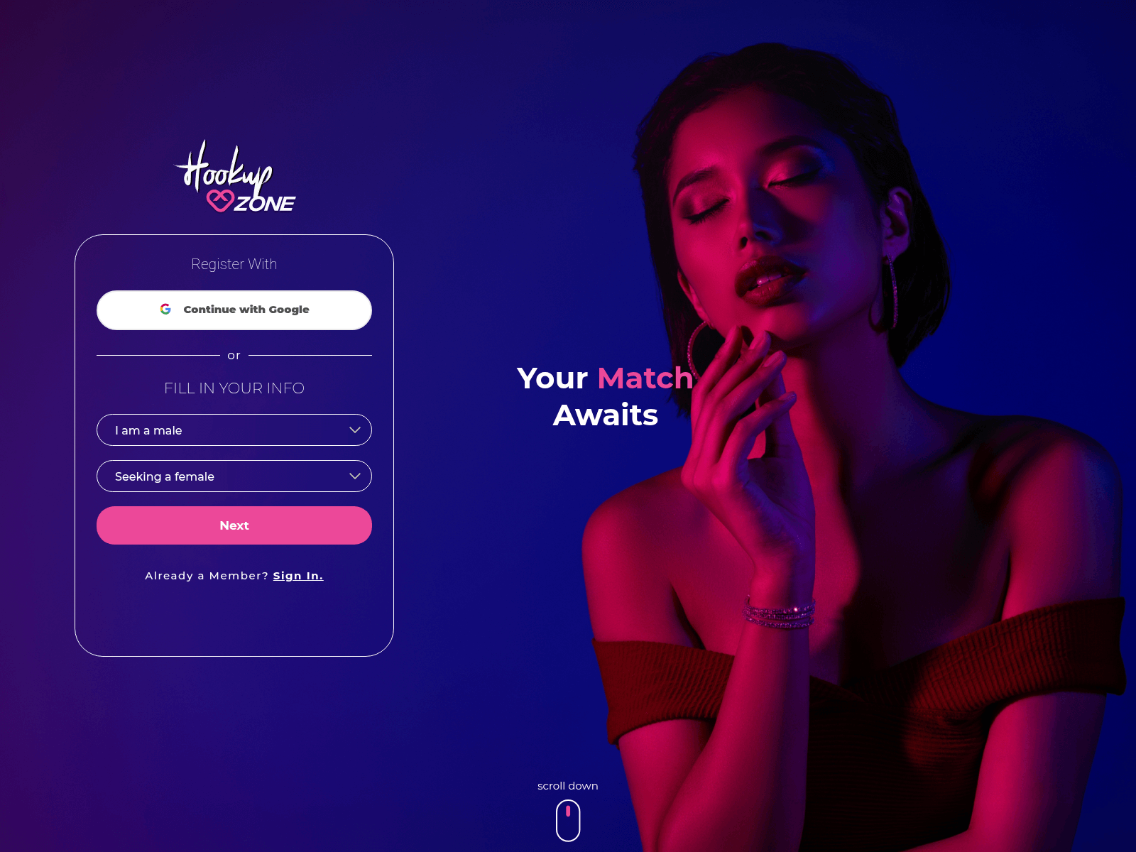 Screenshot of hookup-zone.com