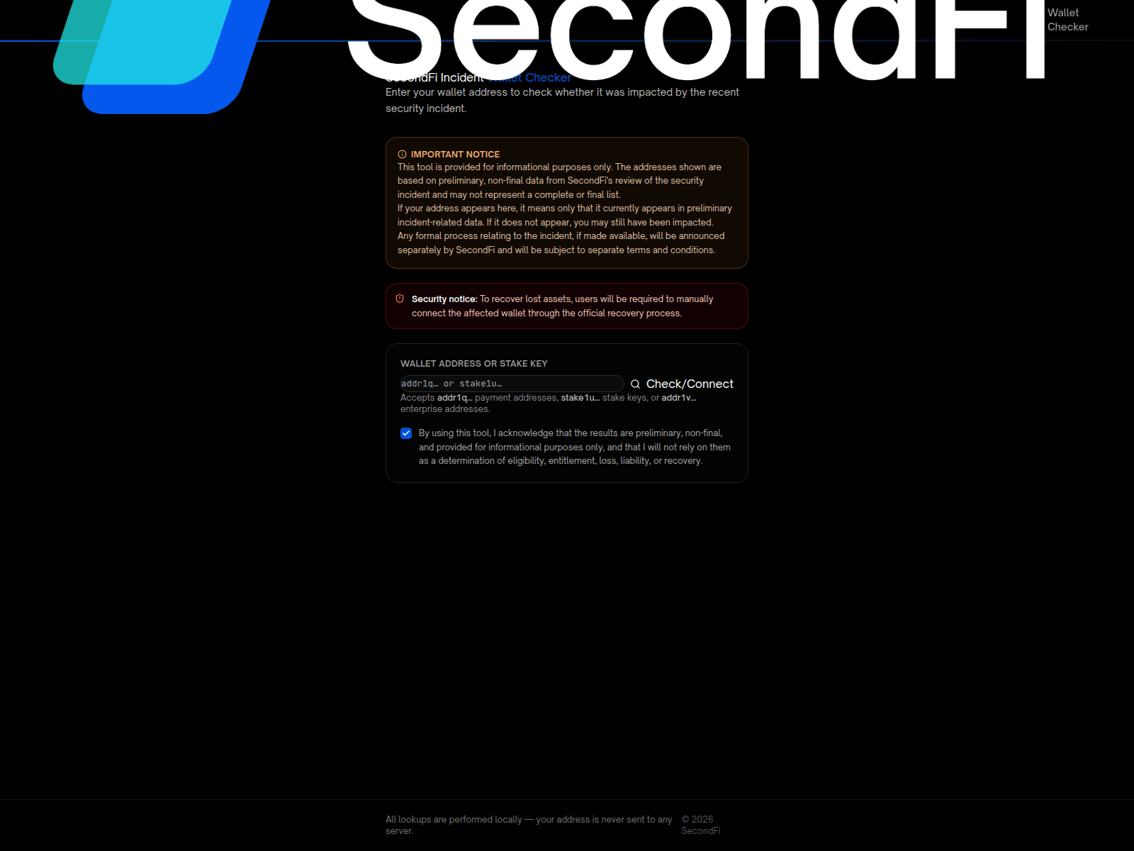 Screenshot of checkers-secondfi.xyz