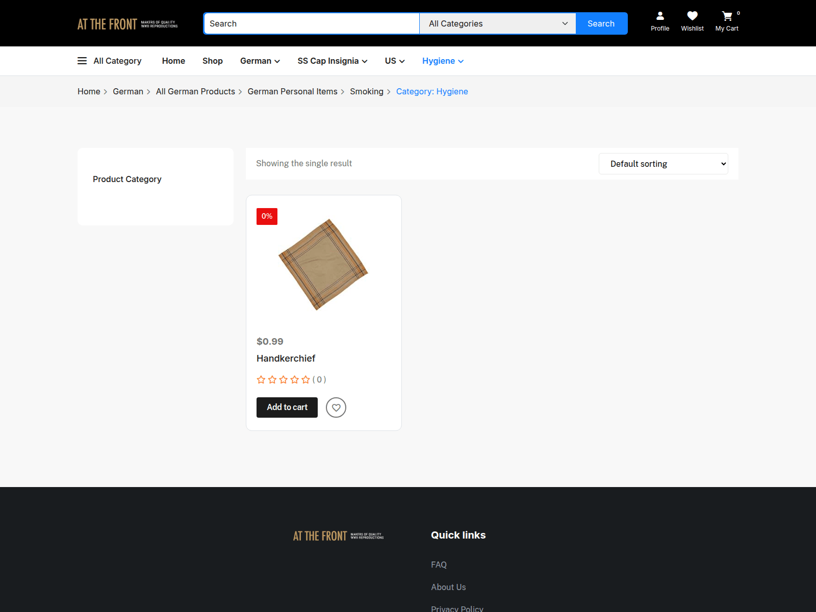 Screenshot von atthefrontuniform.com
