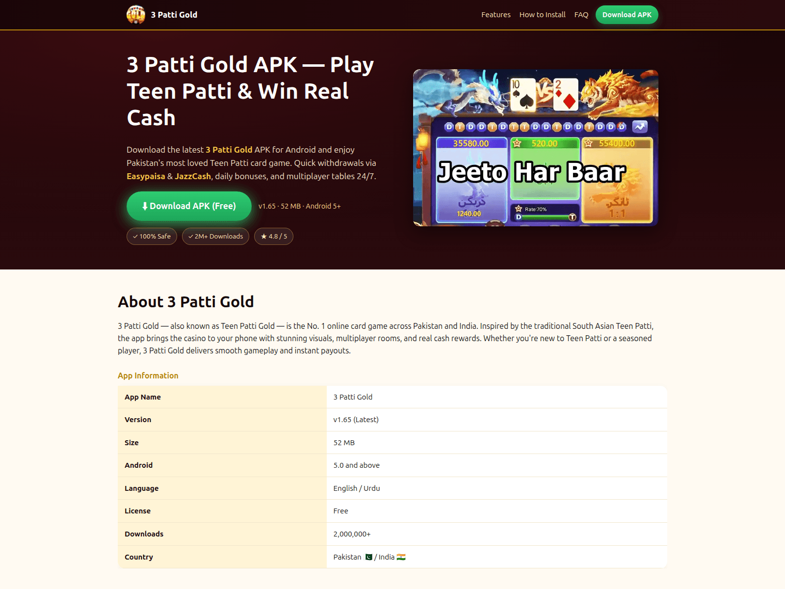 Screenshot of 3pattigold.games