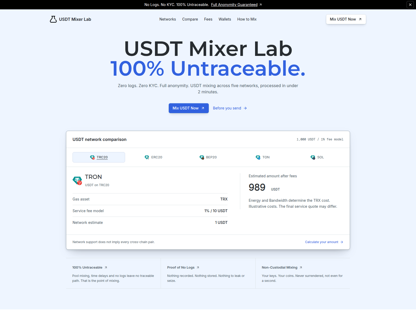 Screenshot of usdtmixerlab.com