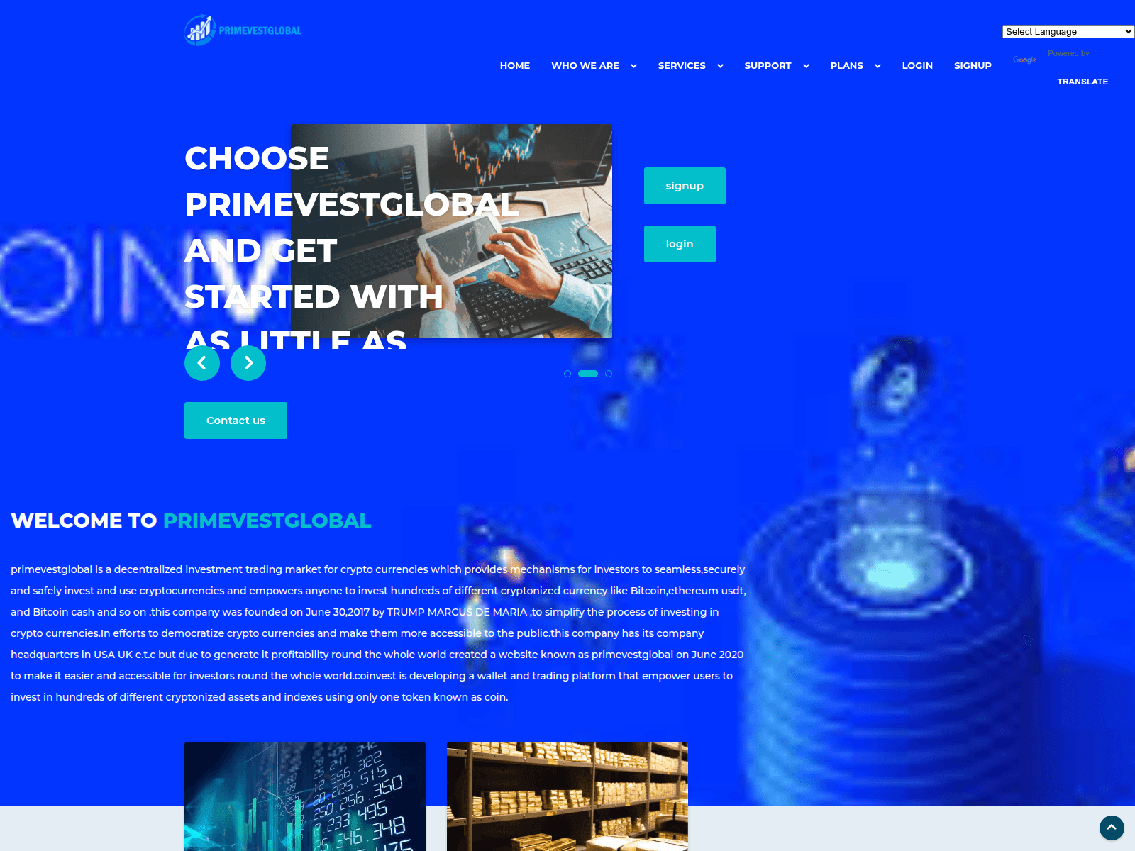Screenshot of primevestglobal.sflb.org