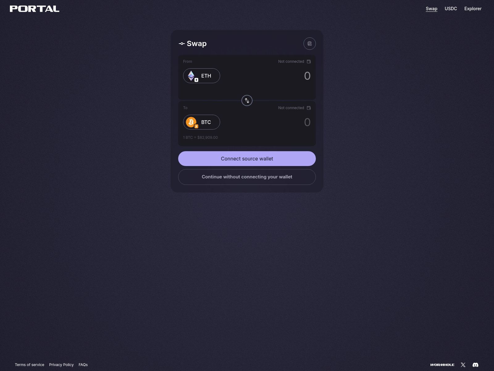 Screenshot of wormhole-swap.com