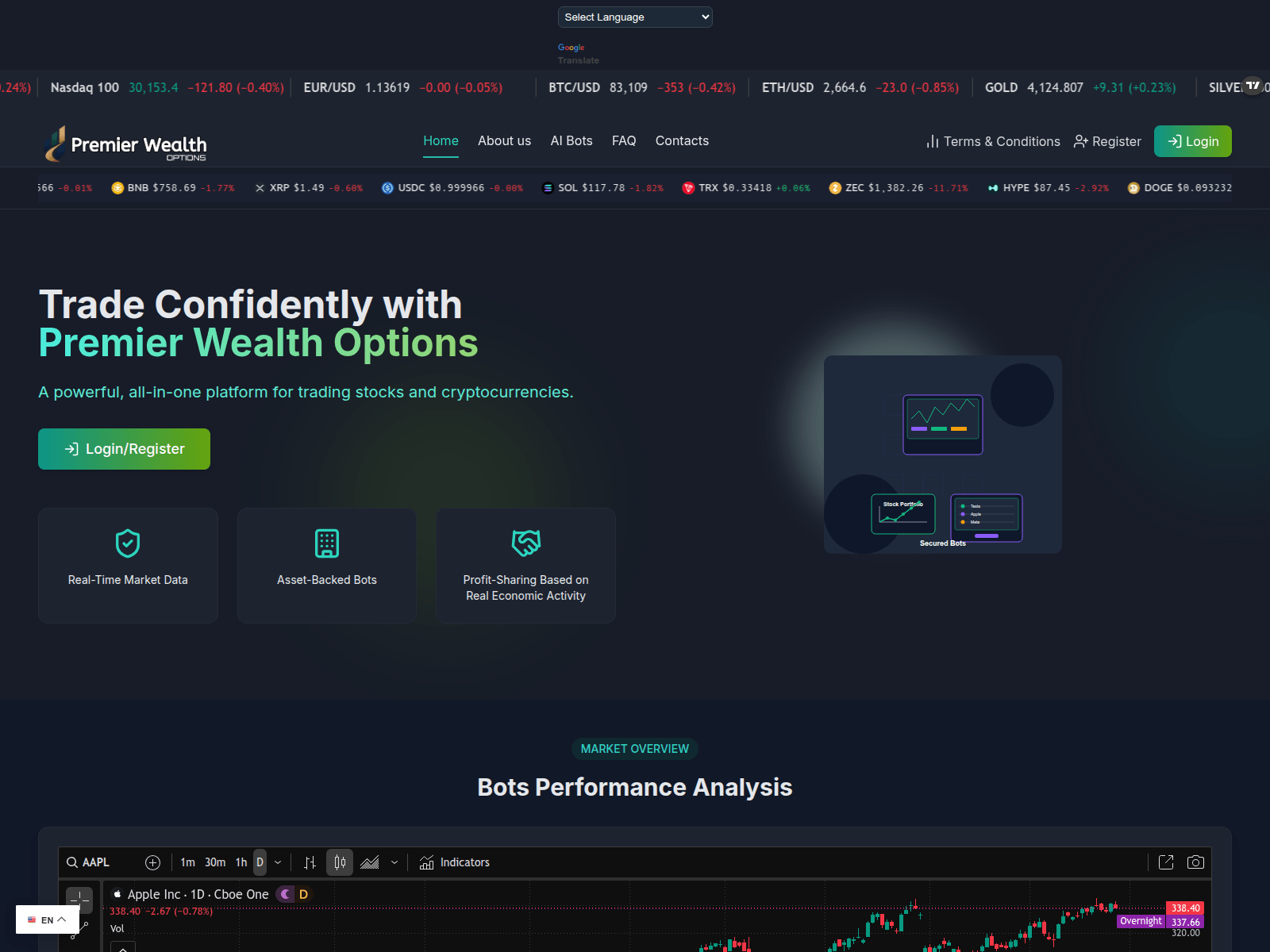 Screenshot of premierwealthoptions.org