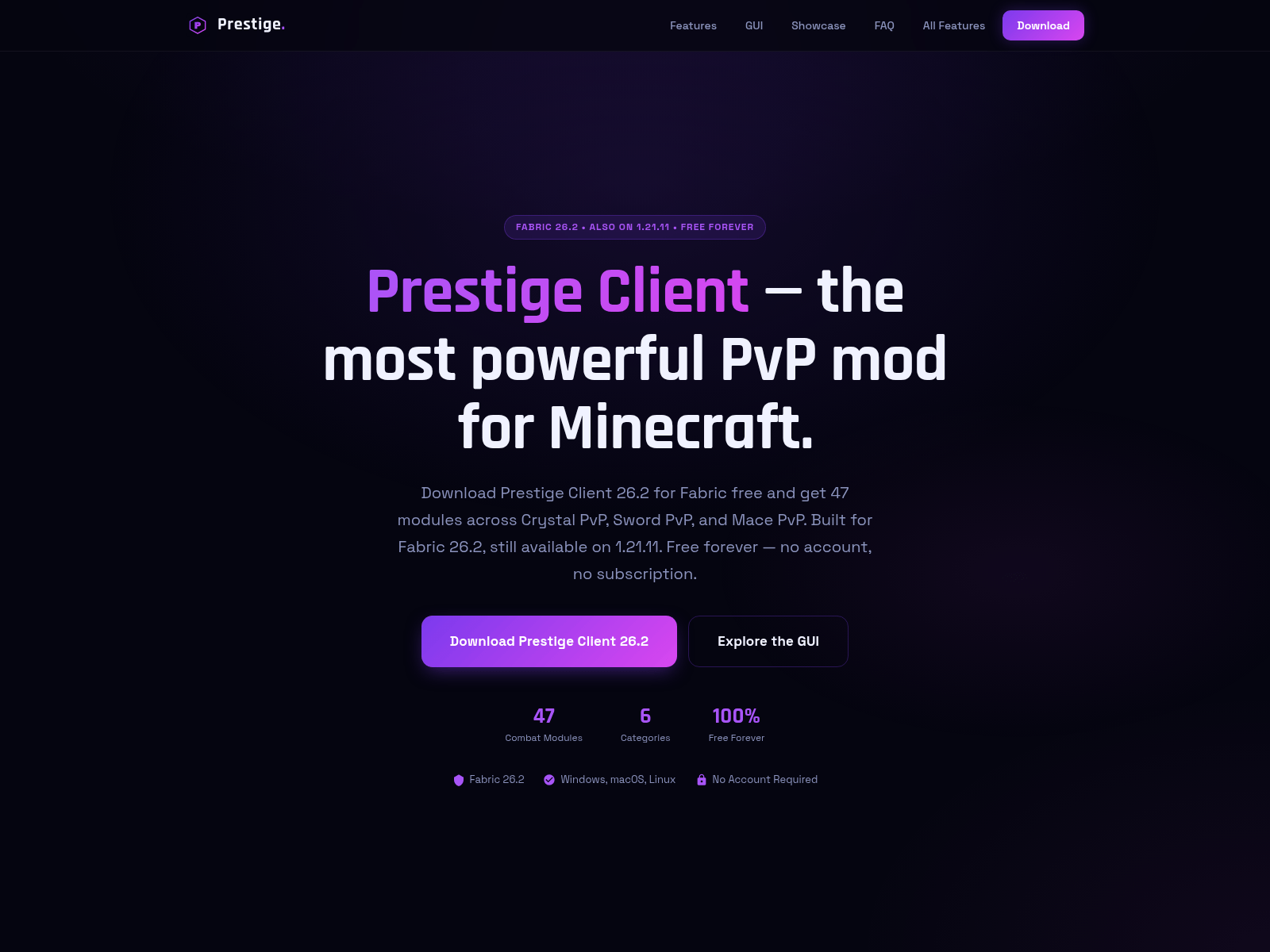 Screenshot of prestigeclient.net