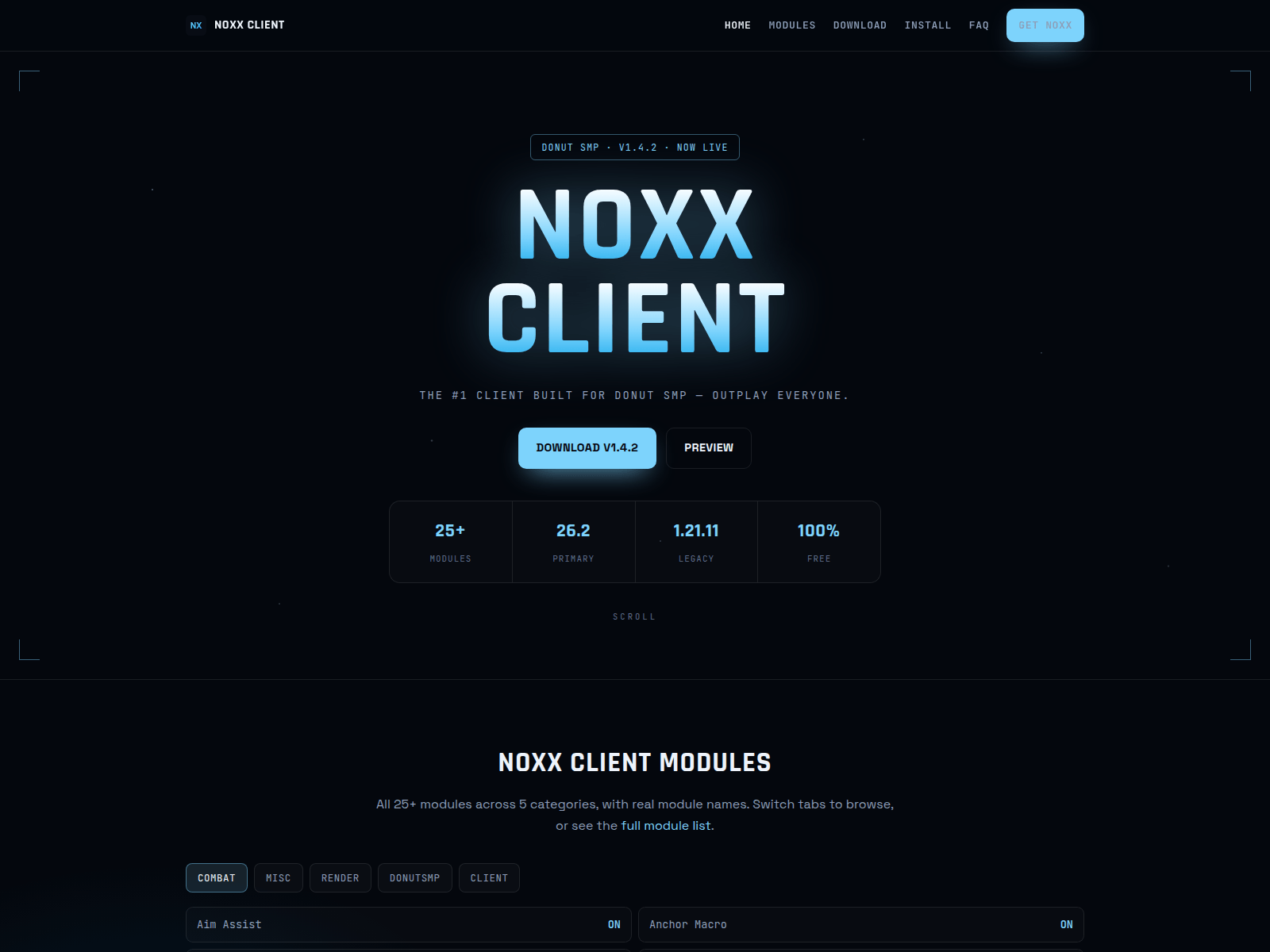 Screenshot of noxxclient.org
