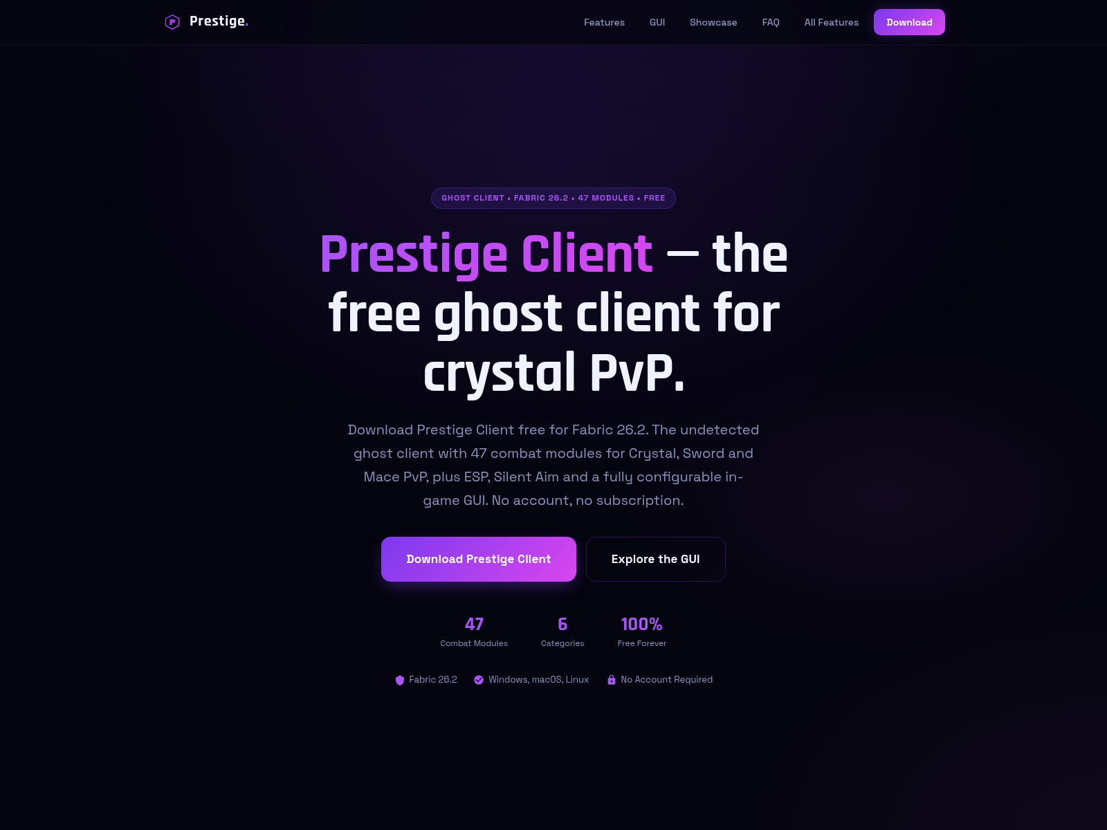 Screenshot of prestigeclient.st