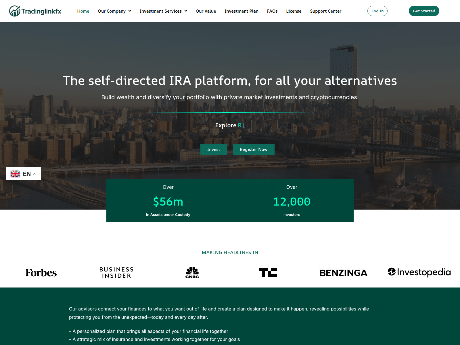 Screenshot of tradinglinkfx.com