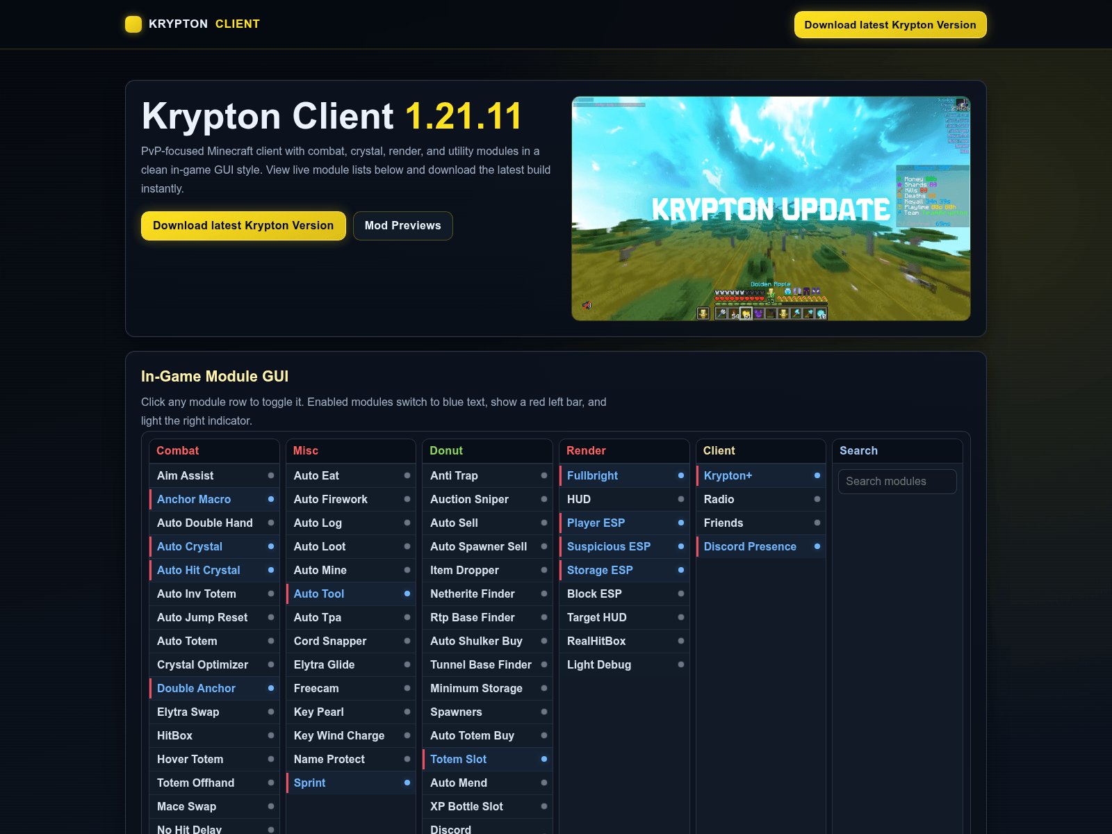 Screenshot of kryptonclient-cracked.com