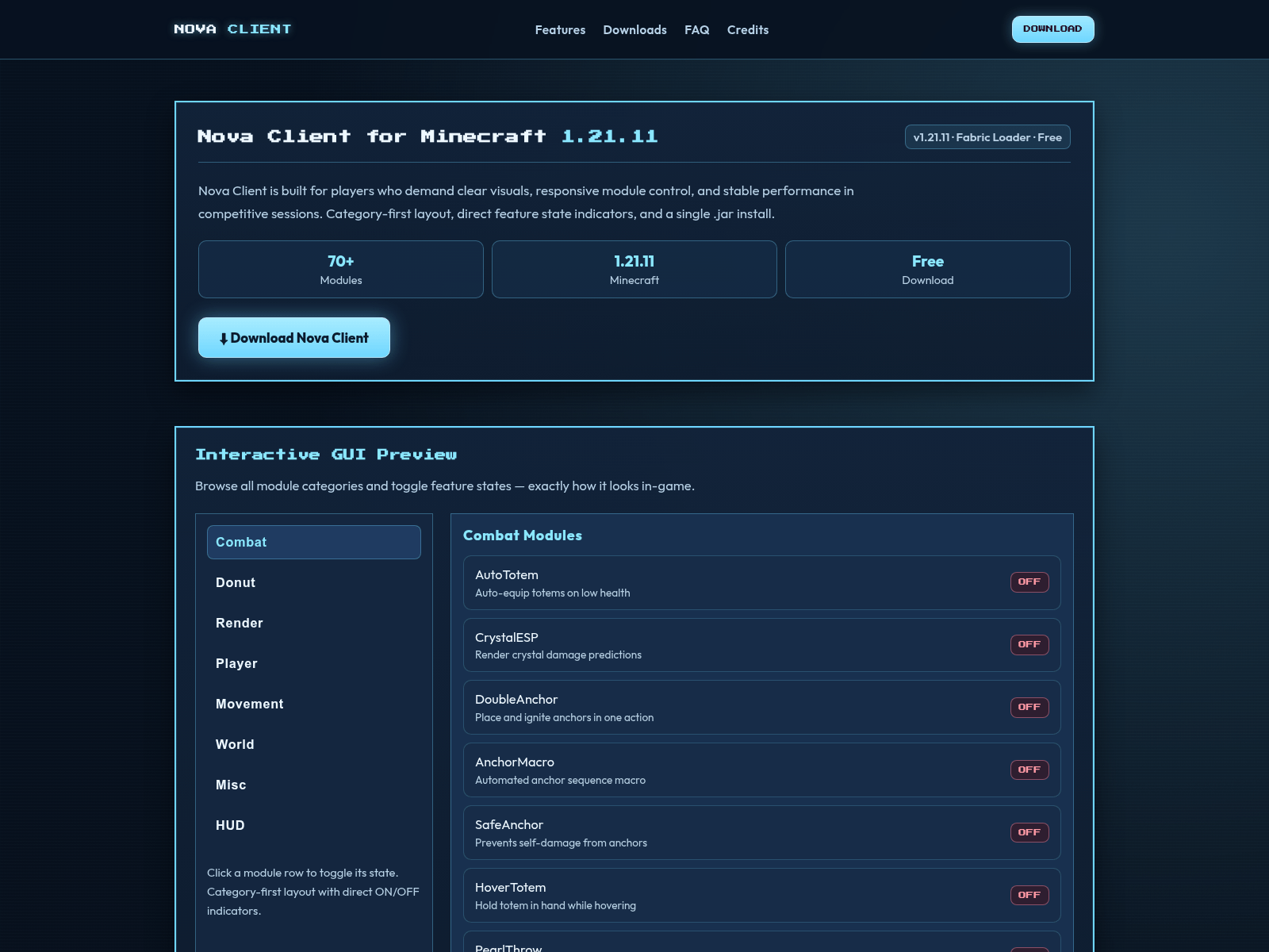 Screenshot of nova-client.com