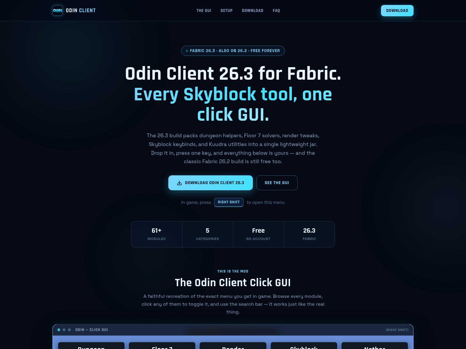 Screenshot of odinclient.com
