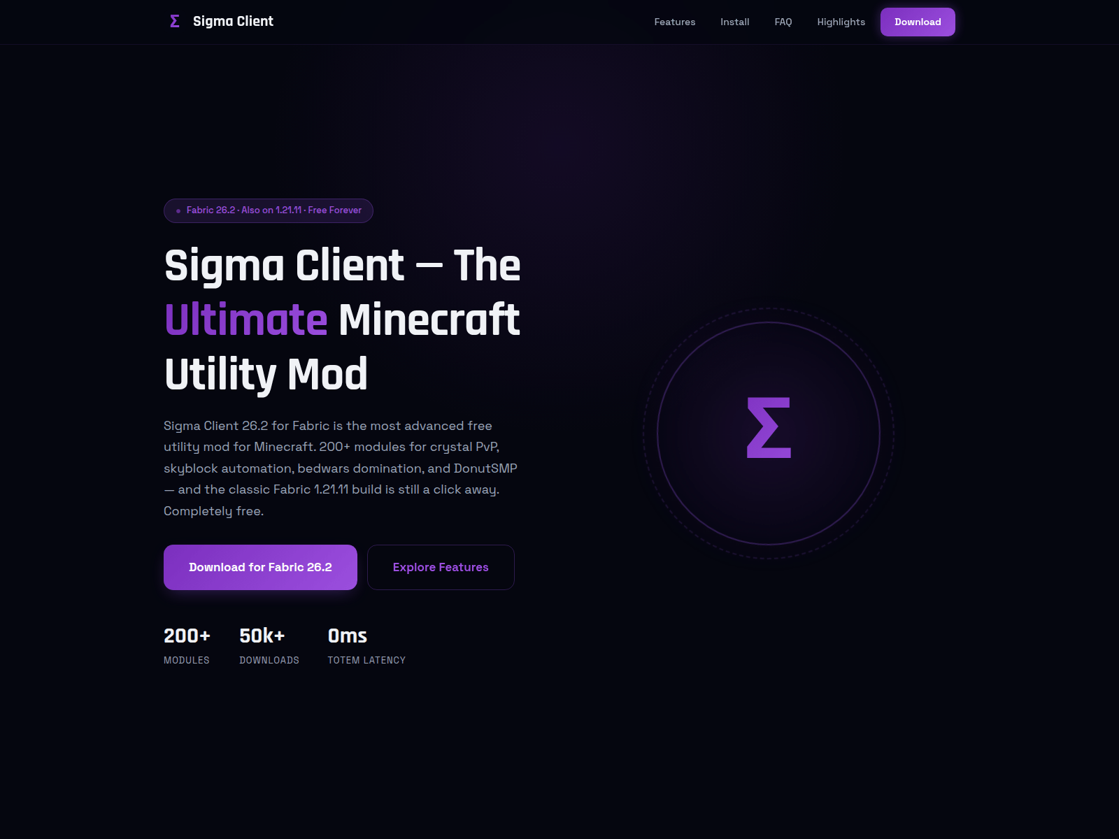 Screenshot of sigmaclient.org
