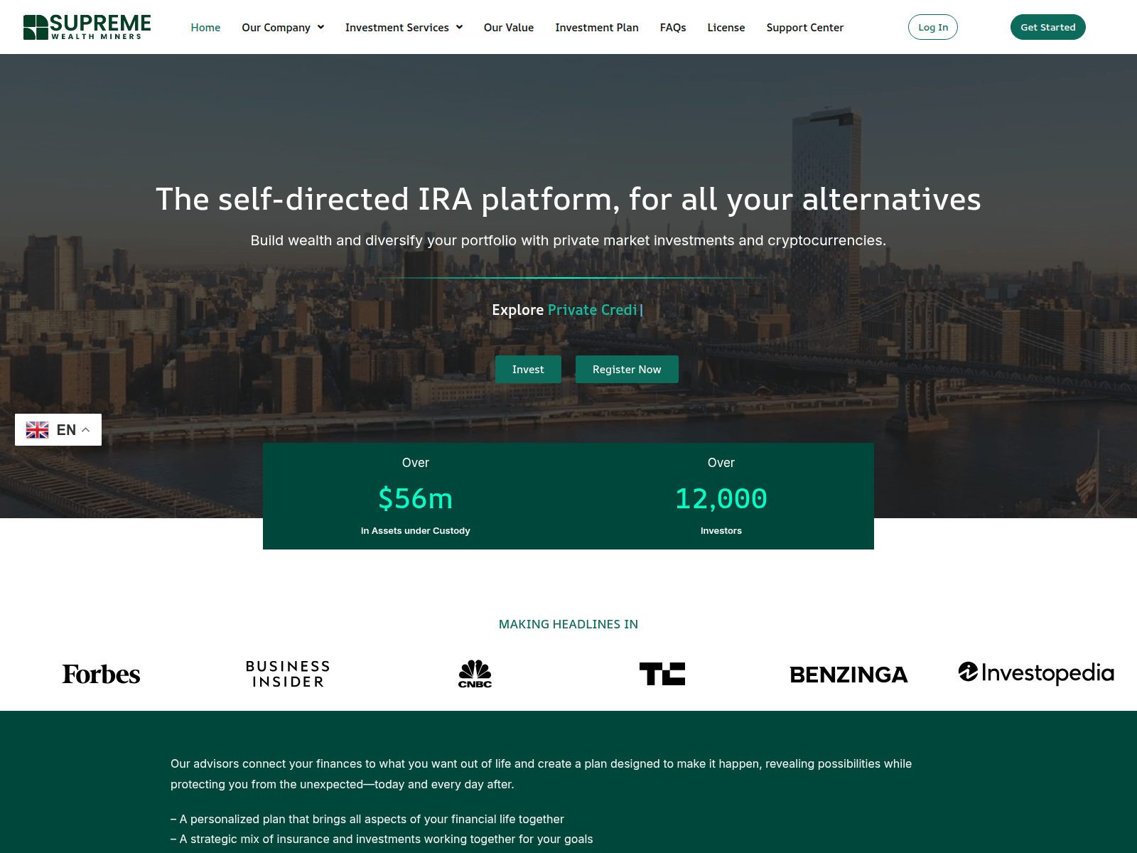 Screenshot of supremewealthminers.com